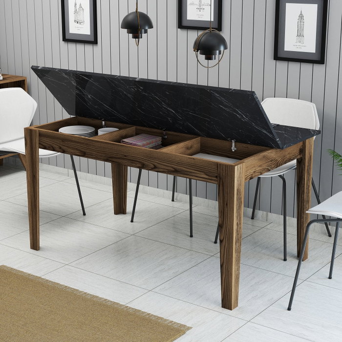 Hanah Home Milan 518 Mesa de Comedor Nogal y Negro Hanah Home Milan 518 Mesa de Comedor Nogal y Negro